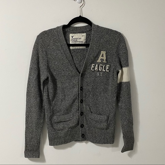 American Eagle Grey & White Knit Cardigan | XSmall - Picture 2 of 7
